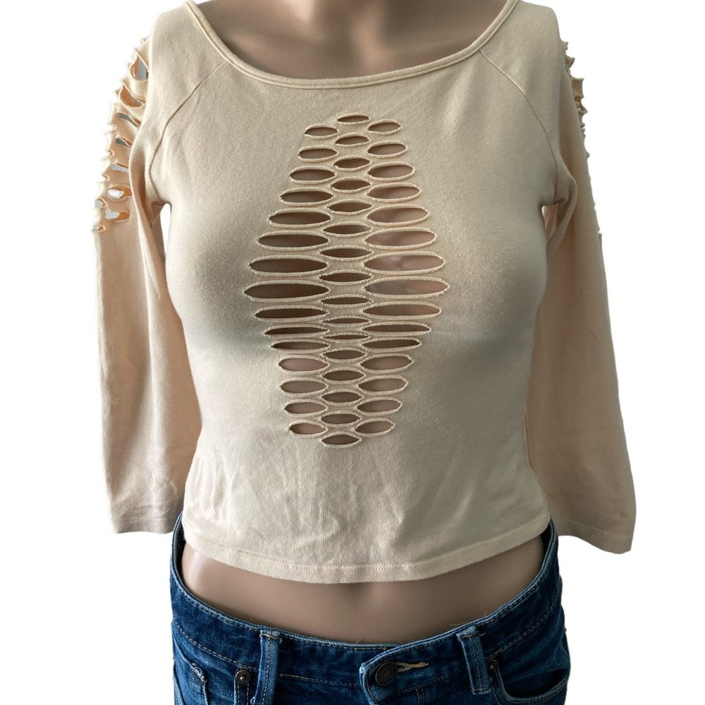 Juxtapose Neutral Balletcore size S Cut Out Crop Top
